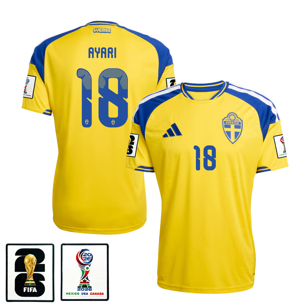 Yasin Ayari 18 Sweden National Team 2026 x World Cup Patch Home Jersey - Yellow, Men - Jersey Teams