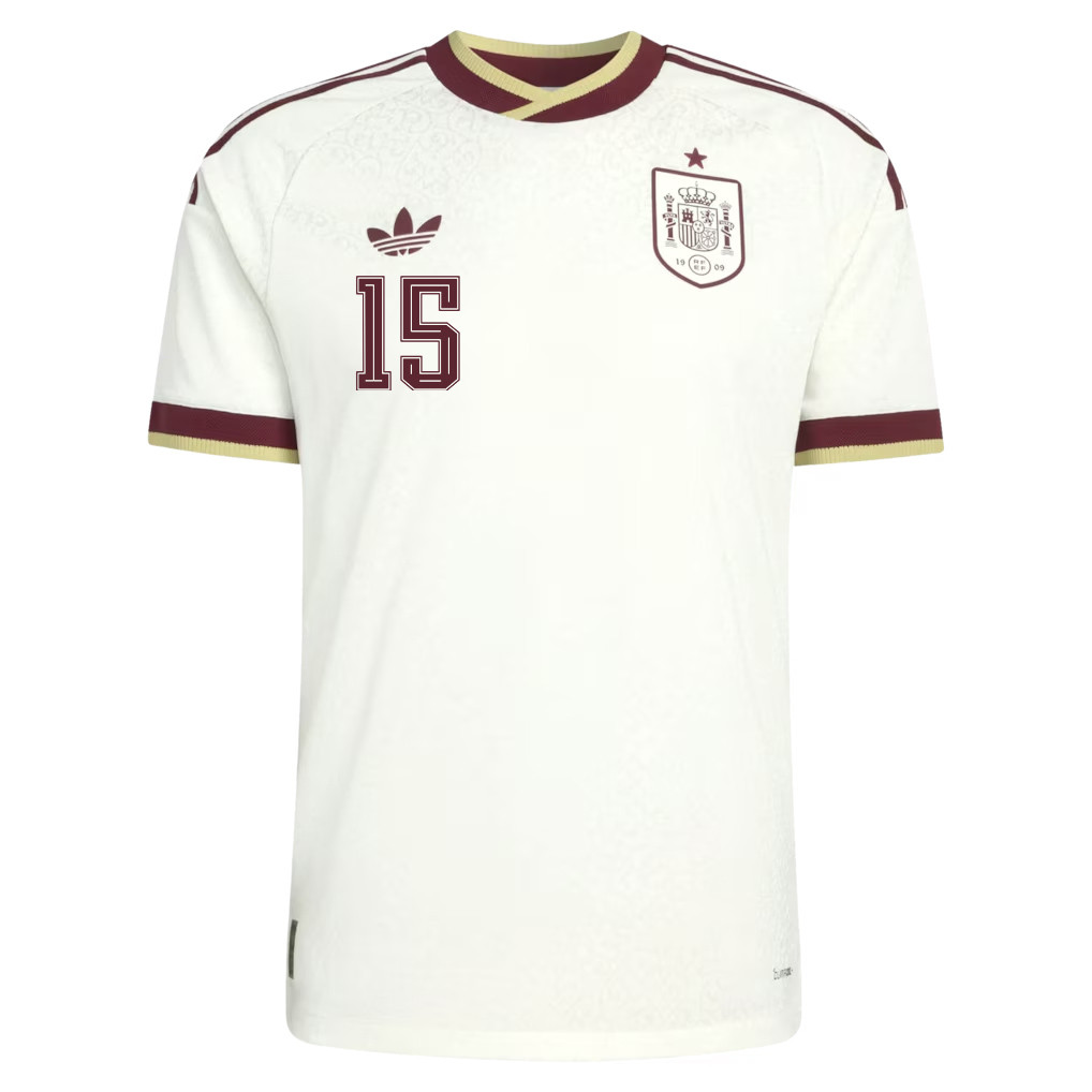 Yeremy Pino 15 Spain National Team 2026 Away Jersey – White, Men – Jersey Teams