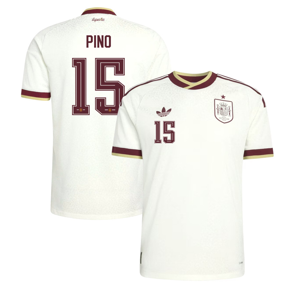 Yeremy Pino 15 Spain National Team 2026 Away Jersey - White, Men - Jersey Teams
