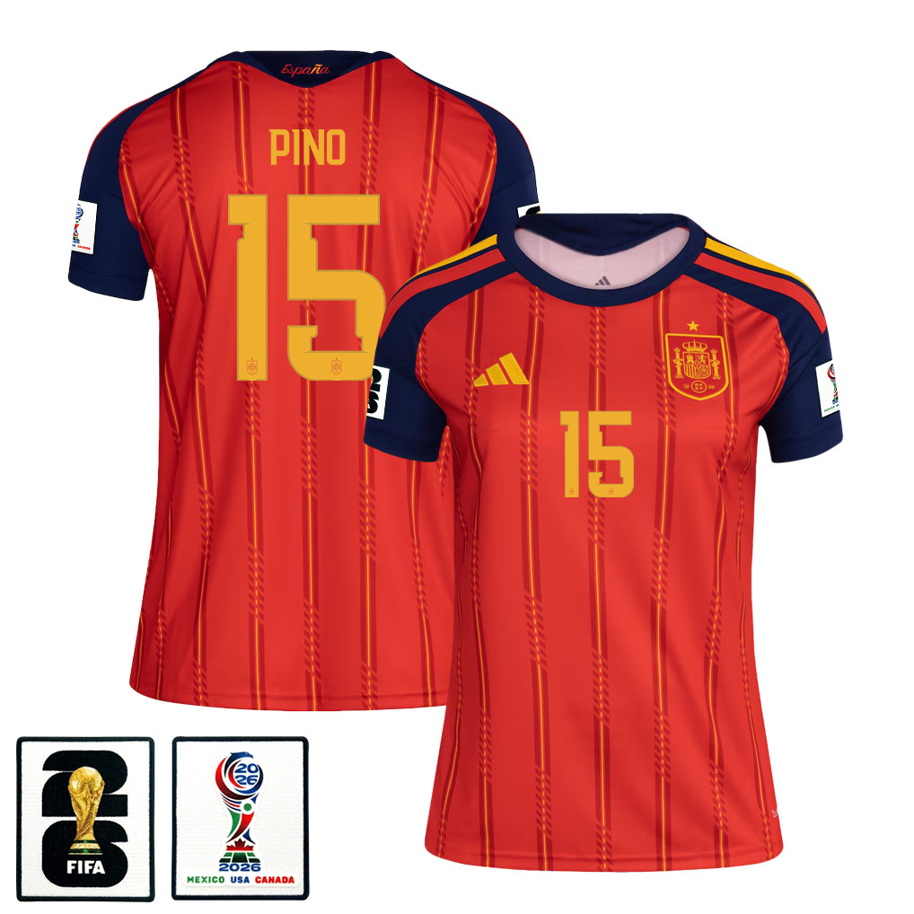 Yeremy Pino 15 Women’s Spain National Team 2026 Home Jersey – Red – Jersey Teams