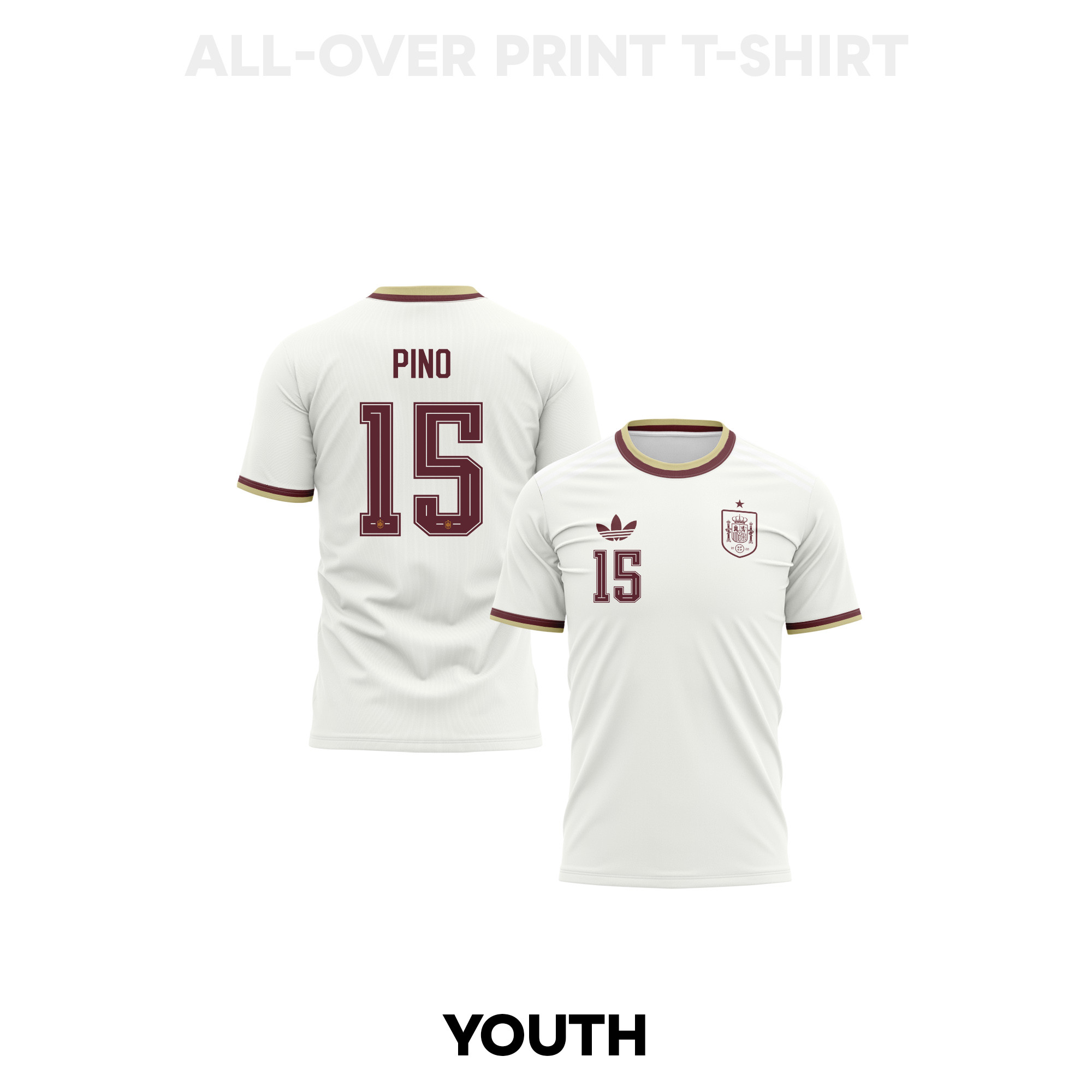 Yeremy Pino 15 Youth Spain 2026 Away 3D T-shirt Fully Printed – White - Jersey Teams