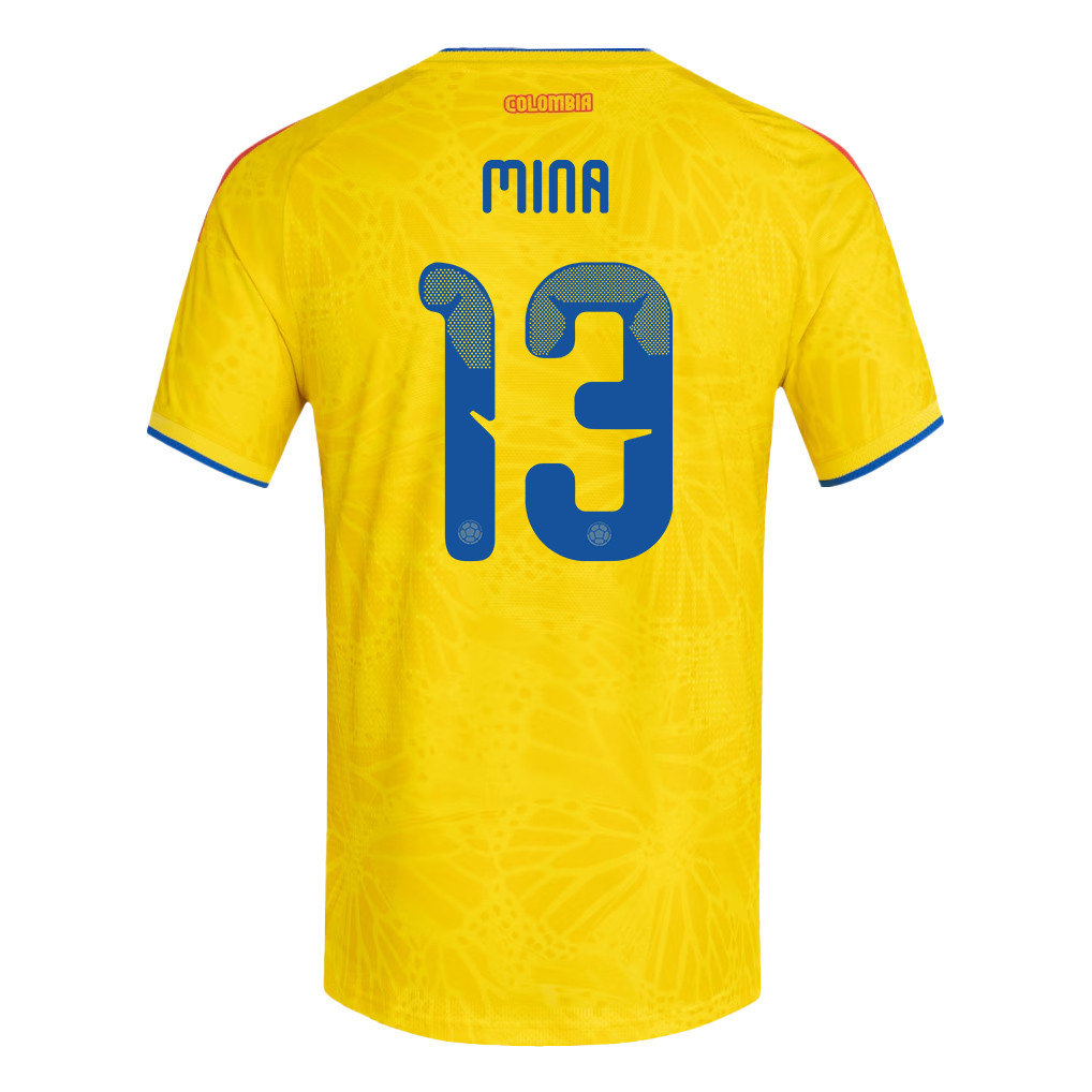 Yerry Mina 13 Colombia National Team 2026 Home Jersey - Yellow, Men - Jersey Teams