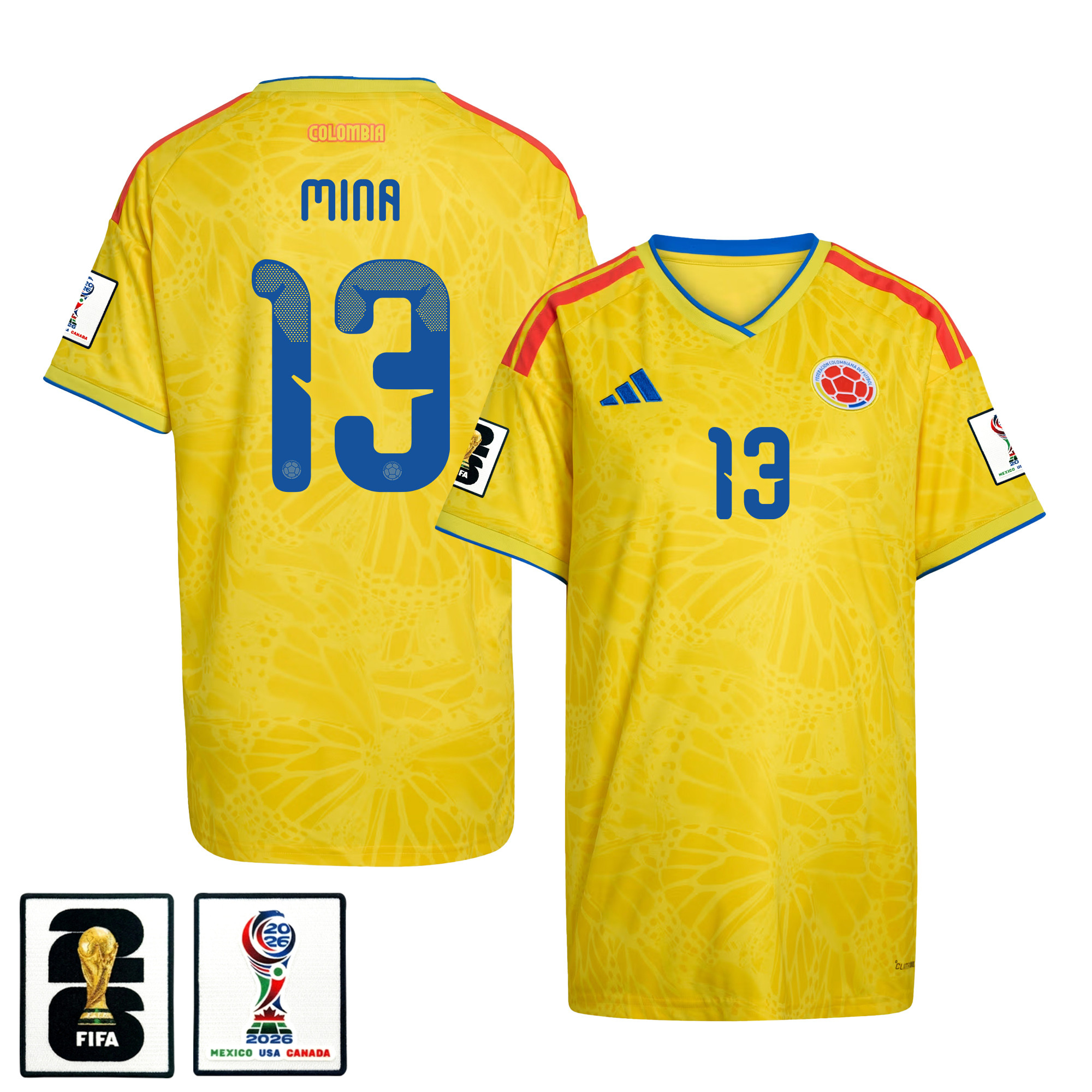 Yerry Mina 13 Women's Colombia National Team 2026 Home Jersey - Yellow - Jersey Teams