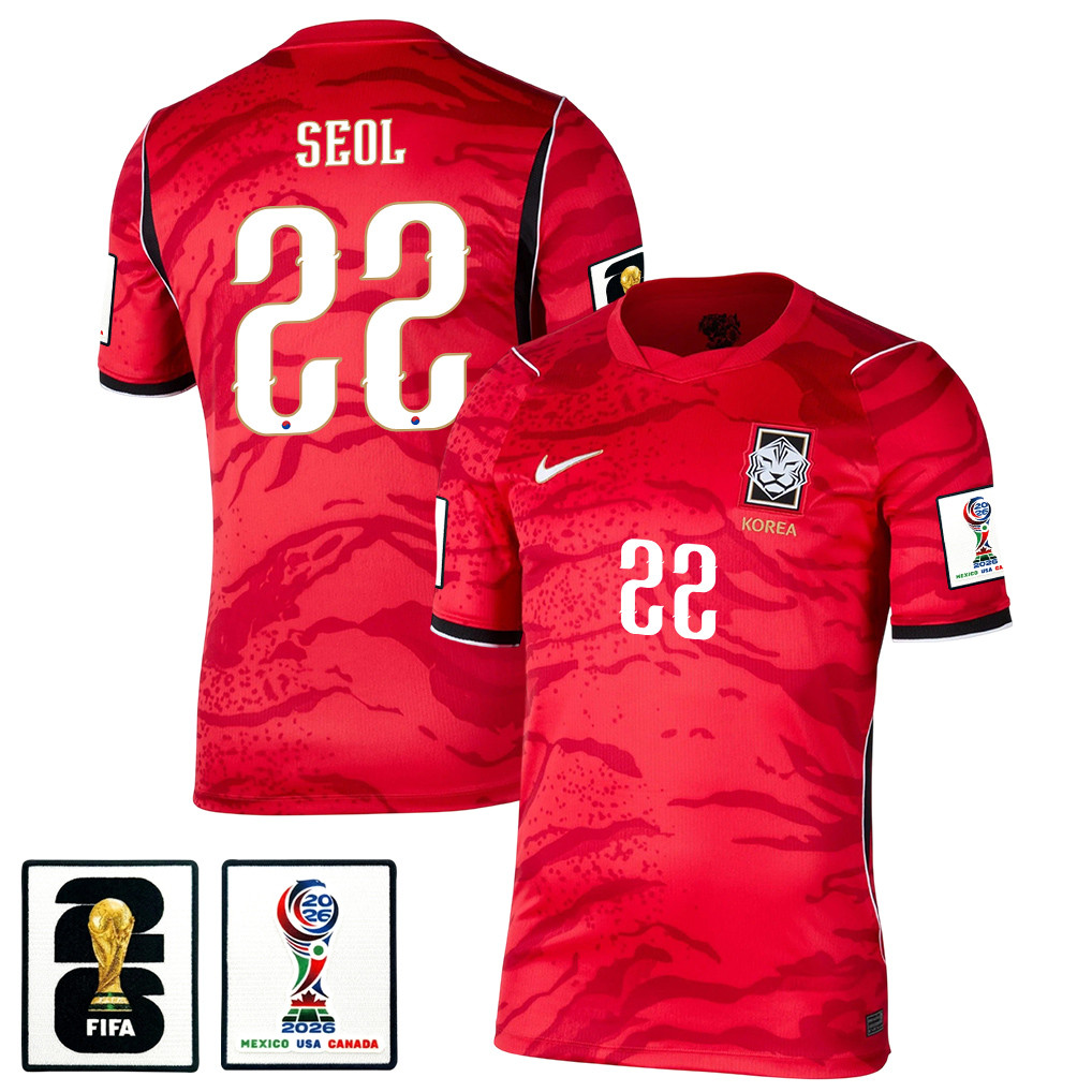Young-Woo Seol 22 South Korea National Team 2026 x World Cup Patch Home Jersey - Red, Men - Jersey Teams
