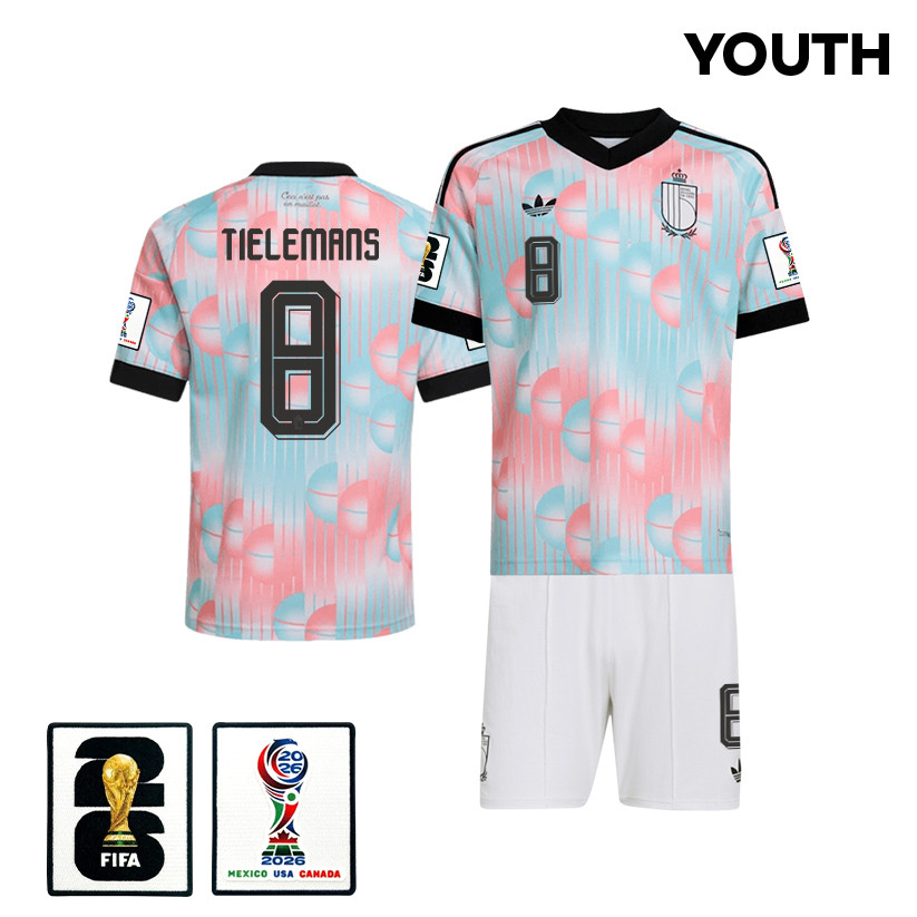 Youri Tielemans 8 Belgium 2026 YOUTH Away Jersey & Shorts Set - Light Blue - Jersey Teams
