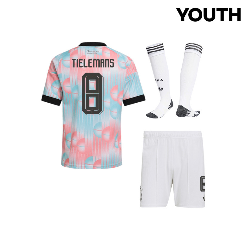 Youri Tielemans 8 Belgium 2026 YOUTH Away Kit Set – Light Blue - Jersey Teams
