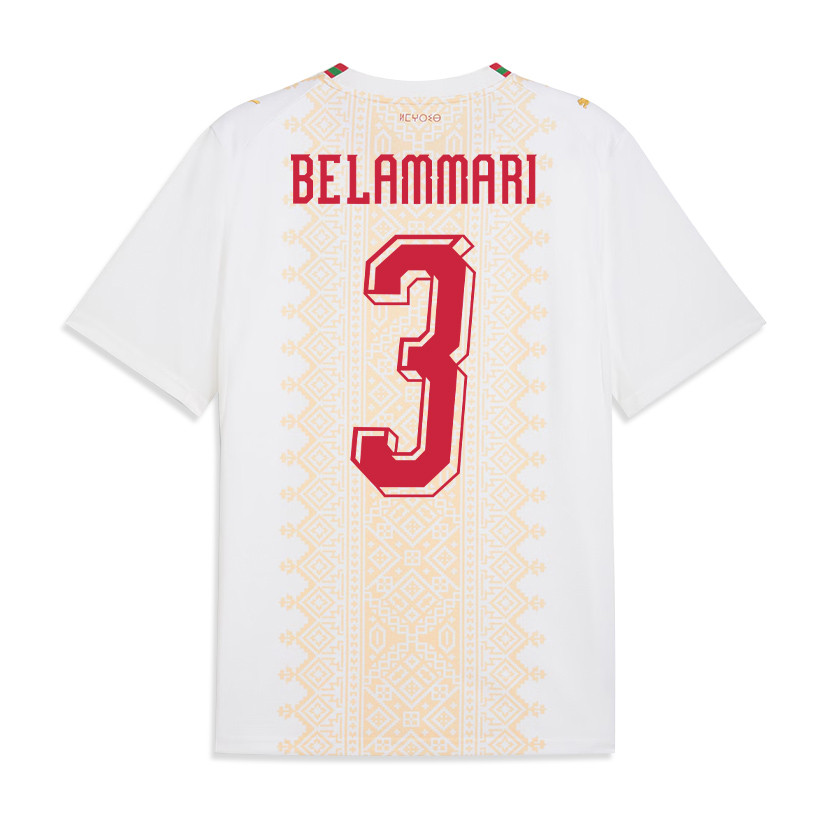 Youssef Belammari 3 Morocco National Team 2026 Away Jersey - White, Men - Jersey Teams